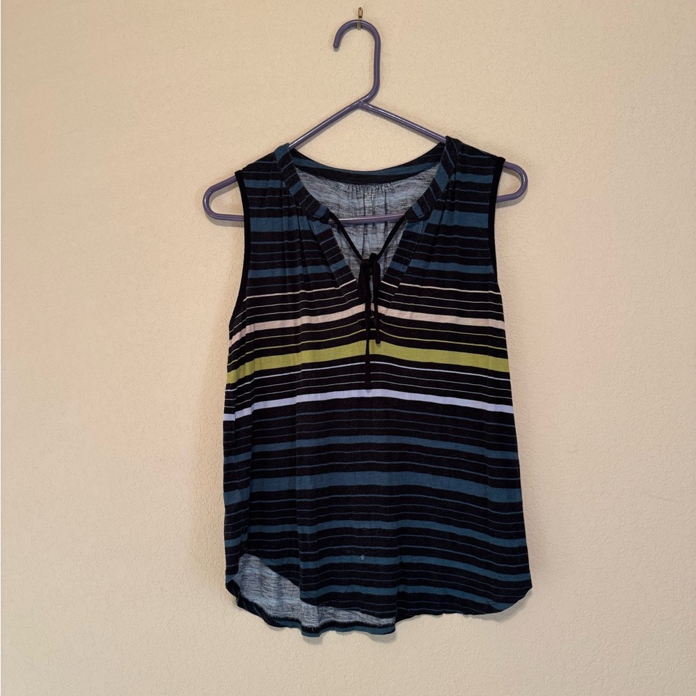 Striped Sleeveless Tank Top - Black & Olive